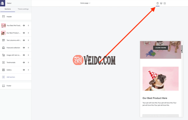 切换到移动端显示