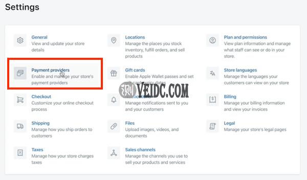点击“Payment providers”