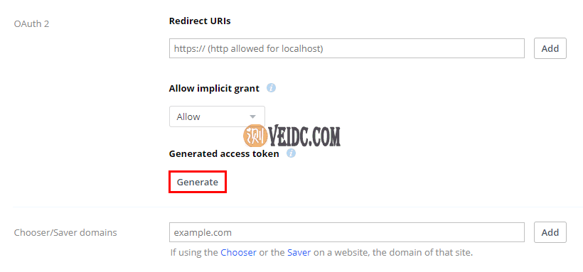 Generated access token