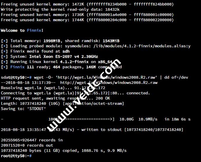 Linode VPS 安装 Windows 2008 R2系统示例教程步骤6安装Windows 2008 R2操作系统完成