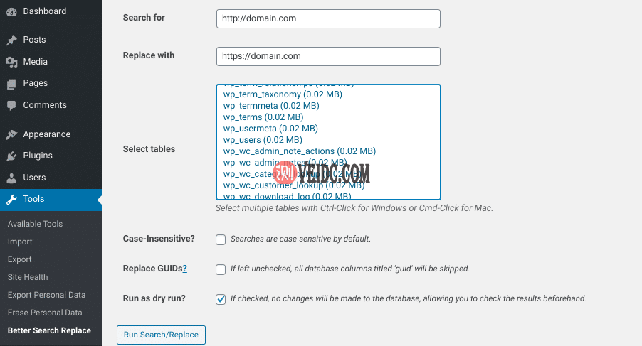 Better Search Replace插件选项