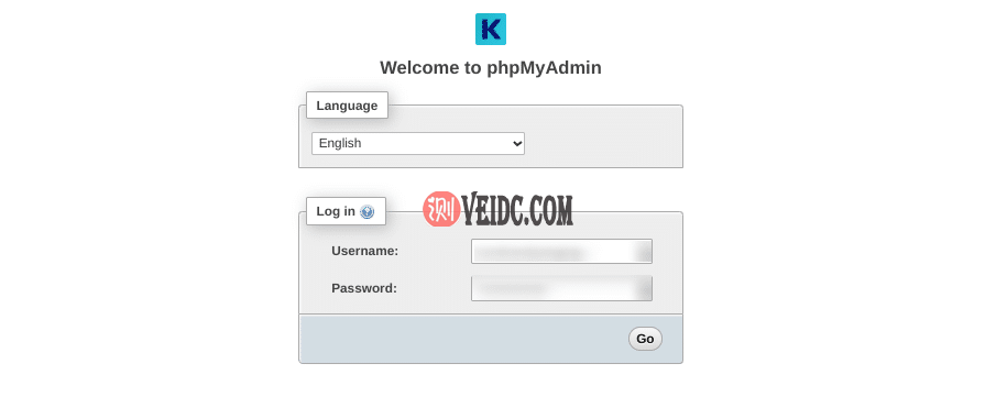phpMyAdmin登录页面