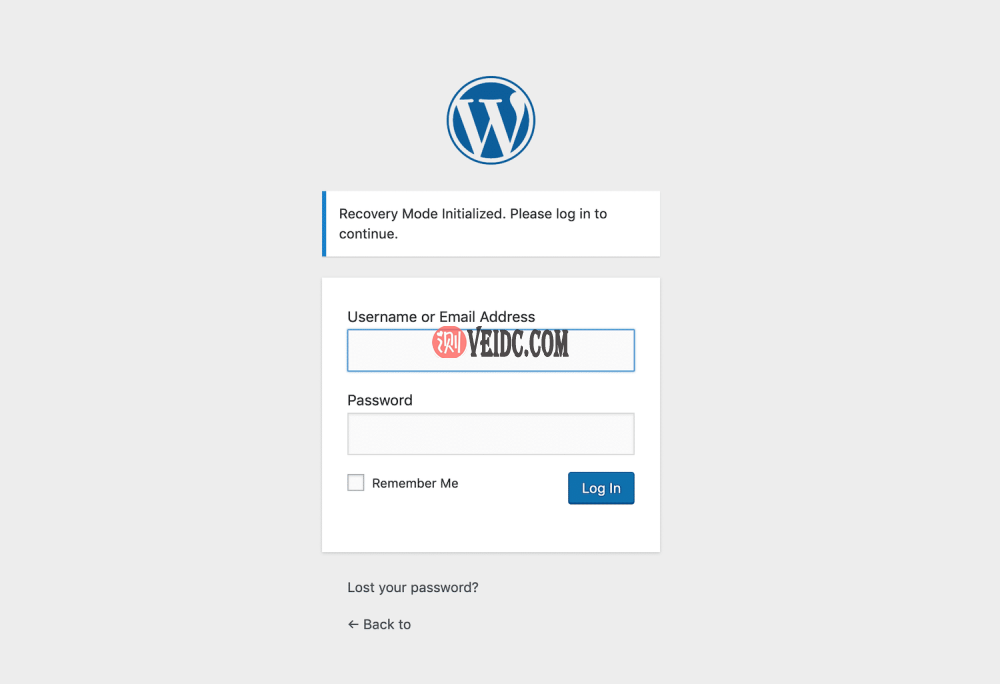 恢复模式登录页面