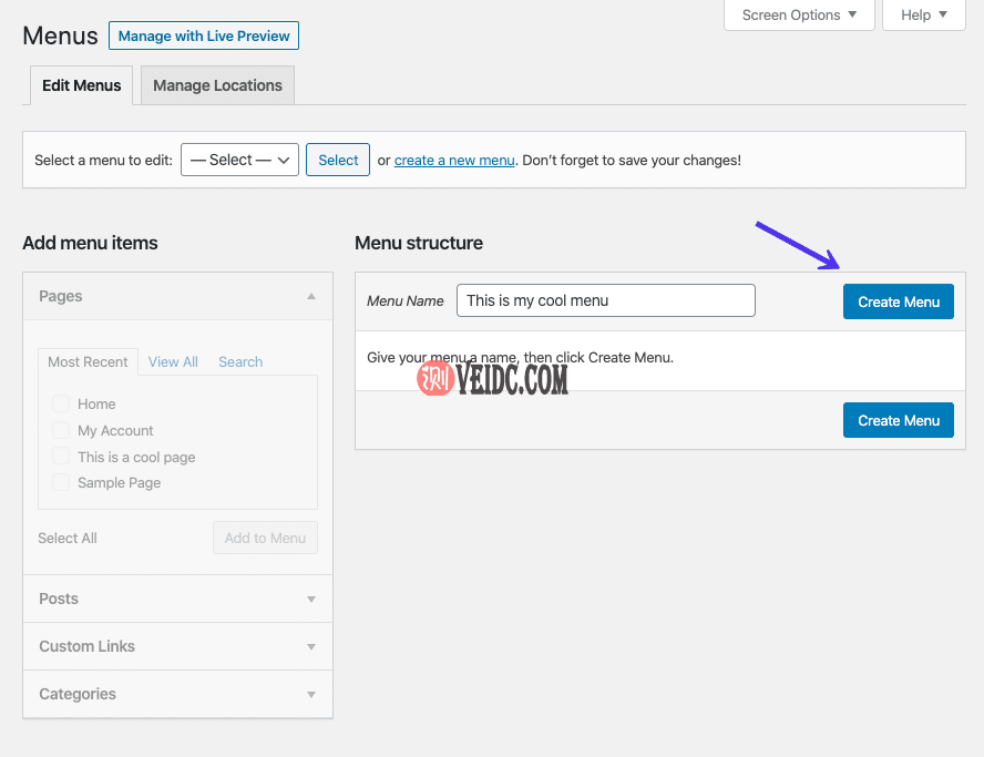 命名和创建新菜单