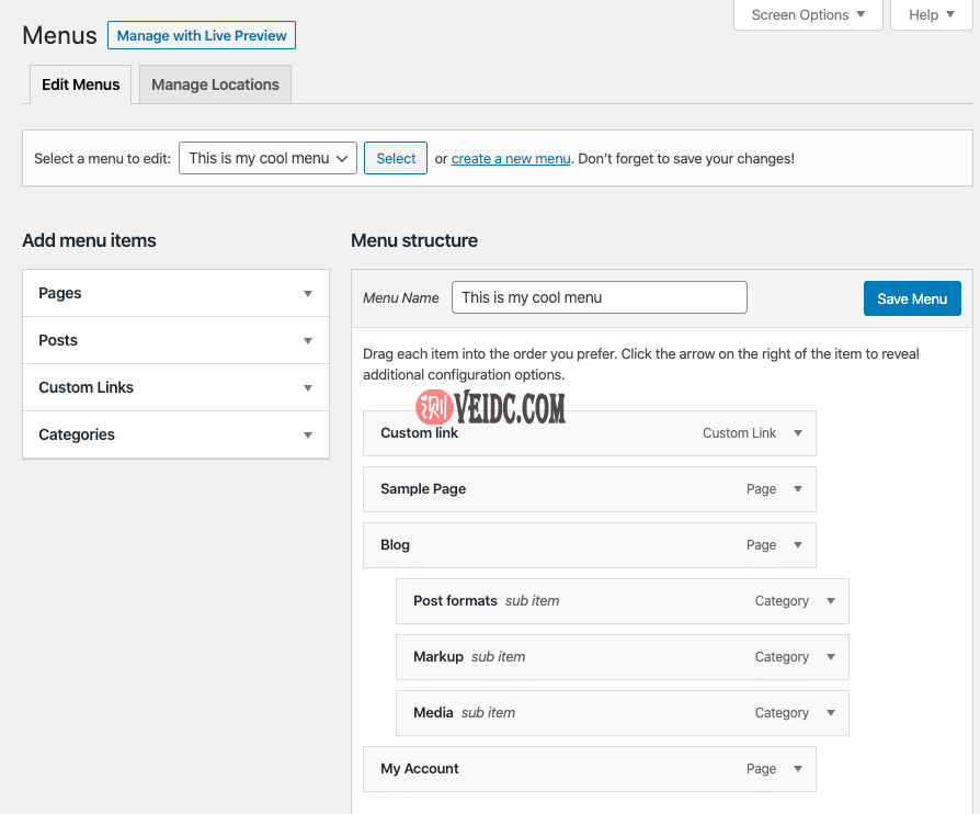 在博客页面下嵌套分类