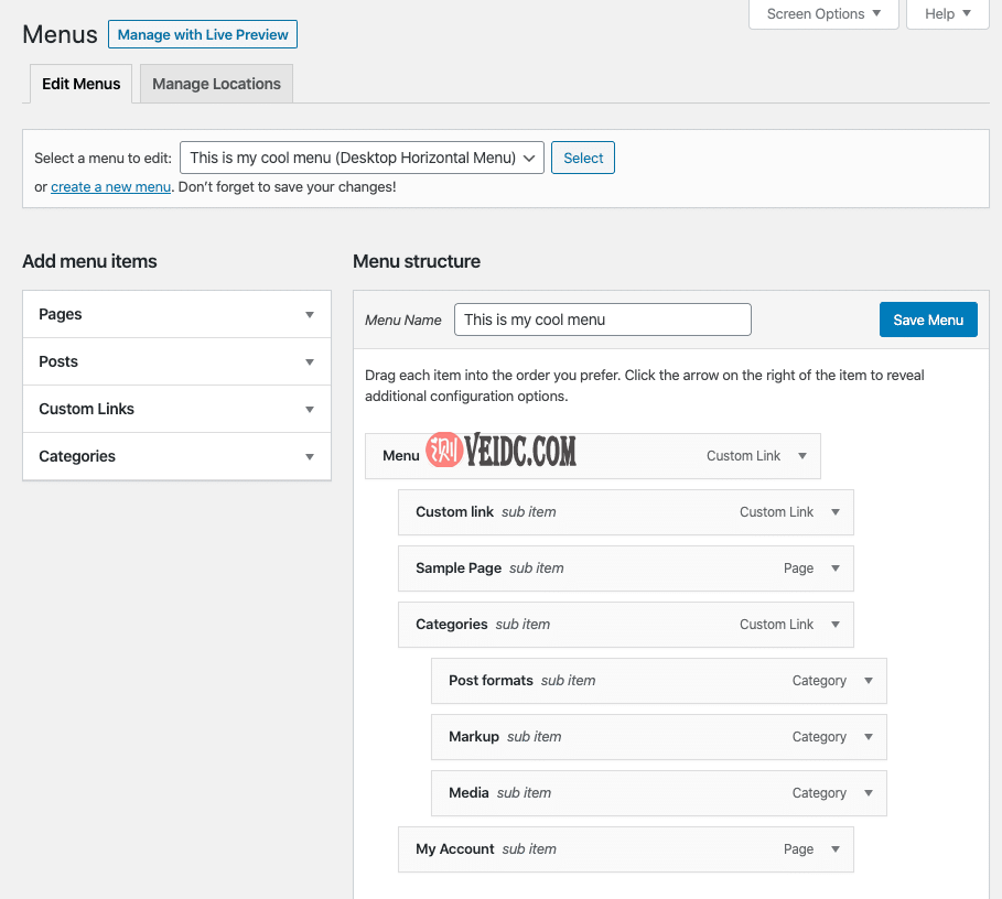 将所有导航链接嵌套在一个菜单标签下