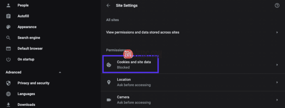 如果cookie被阻止，您需要更改站点设置