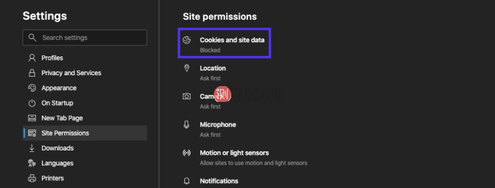 如果cookie和数据被阻止，请单击选项进行更改