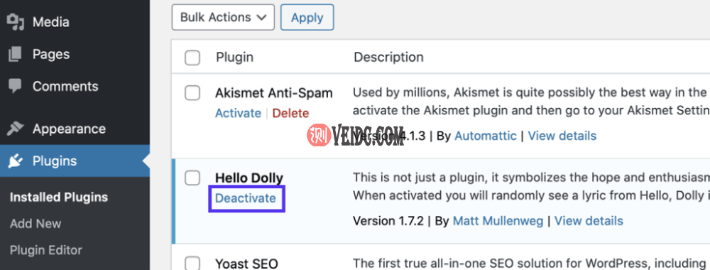 停用并删除问题插件