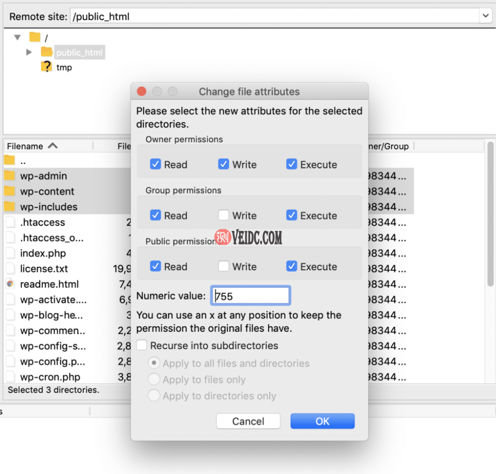 通过FTP设置正确的文件权限