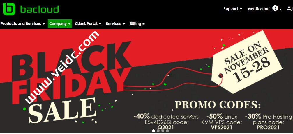 bacloud黑五促销：便宜服务器，E5v4U26Q独立服务器6折，Linux KVM VPS 5折，虚拟主机7折，可选美国/荷兰/立陶宛机房-国外主机测评