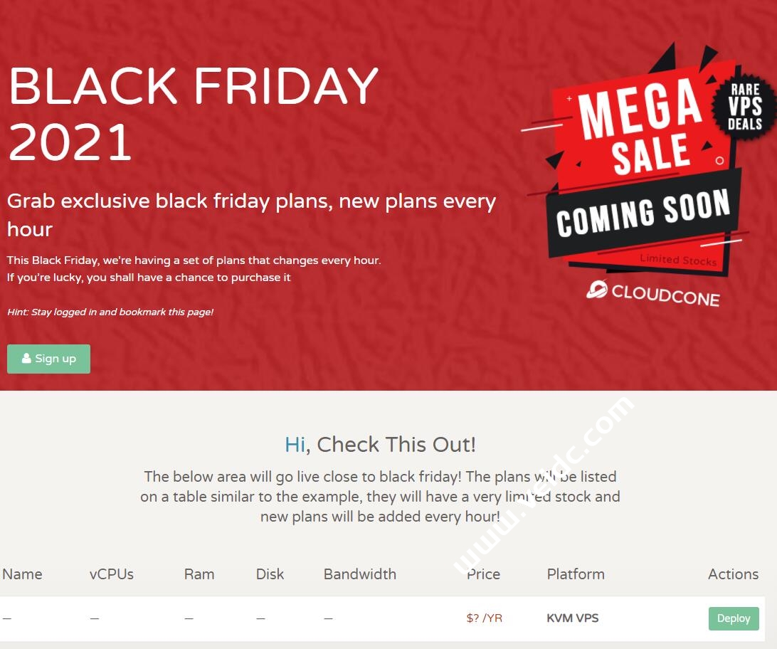 CloudCone：黑色星期五闪购预告，超多低价套餐，每小时更新一次-国外主机测评