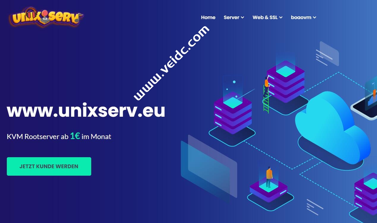 UnixServ：荷兰vps/荷兰独立服务器，AMD Ryzen高性能平台，1核2GB内存/20GB NVMe空间/2Gbps端口不限流量，€3/月起-国外主机测评