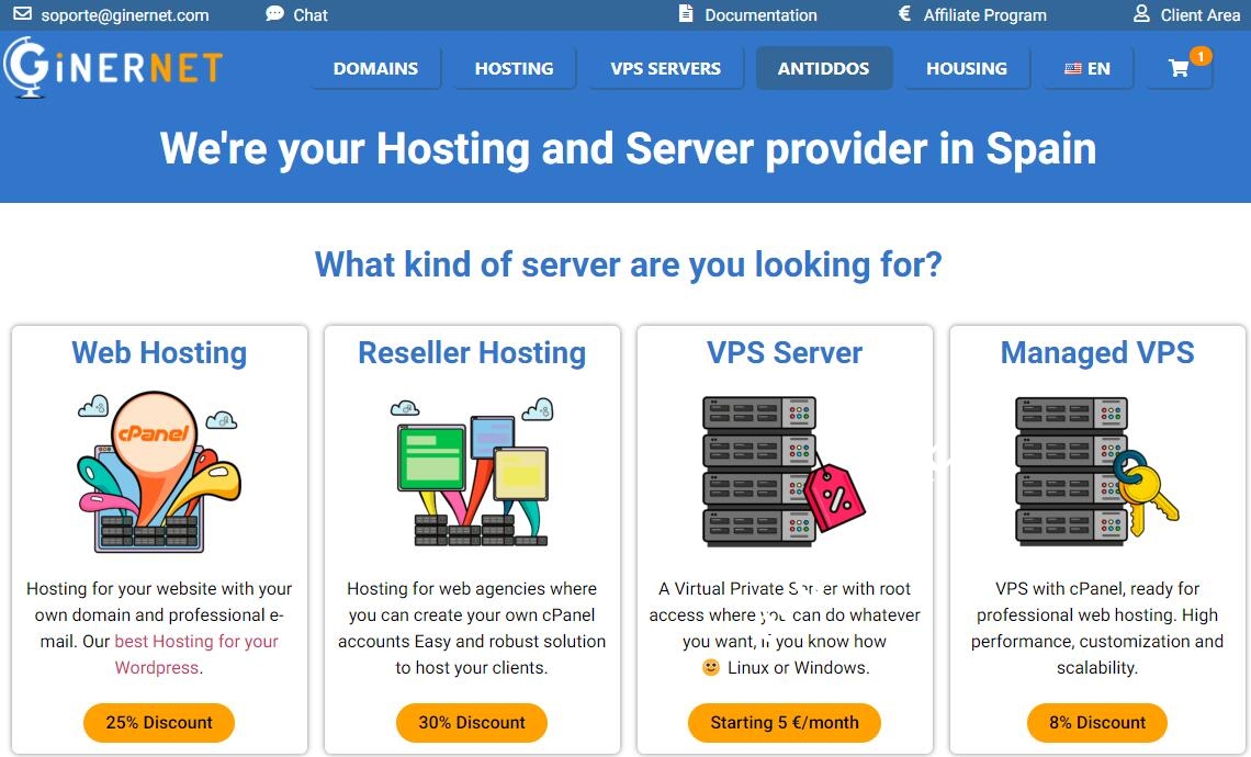 Ginernet：便宜西班牙VPS，1核1G内存，10G NVMe存储，10Gbps超大带宽，年付仅30欧元-国外主机测评