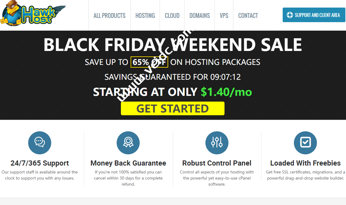 HawkHost#黑五#：虚拟主机全线65%优惠，$1.4/月起，分销主机/云服务器30%优惠，$9.09/月起-国外主机测评