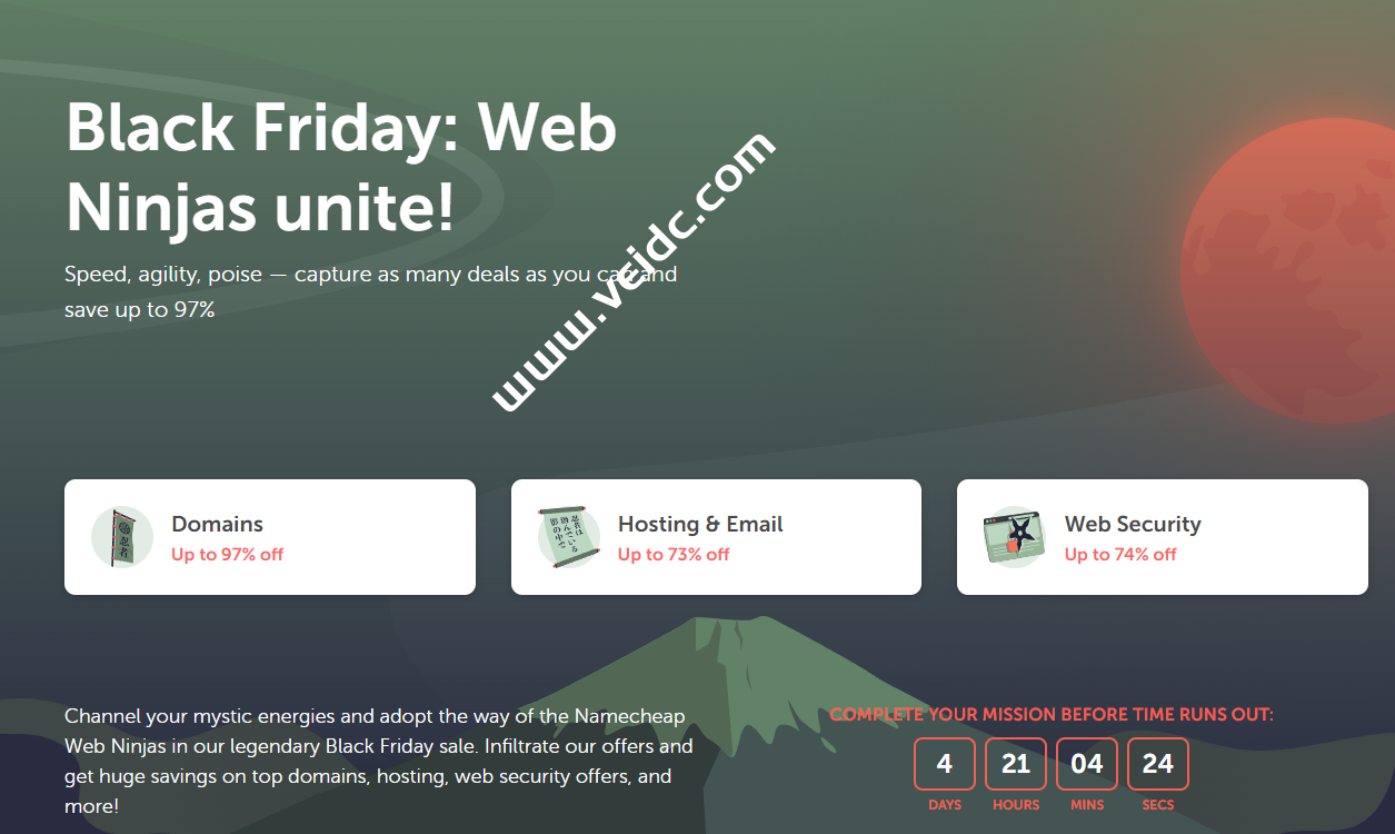 NameCheap#黑五#：域名注册最高优惠97%，共享主机和电子邮件最高优惠73%，SSL证书最高优惠74%，.com域名首年38元-国外主机测评