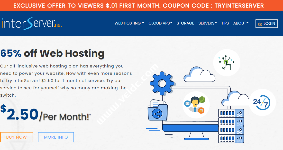 Interserver：虚拟主机限时享65%折扣，新用户首月试用VPS仅需0.01美元-国外主机测评