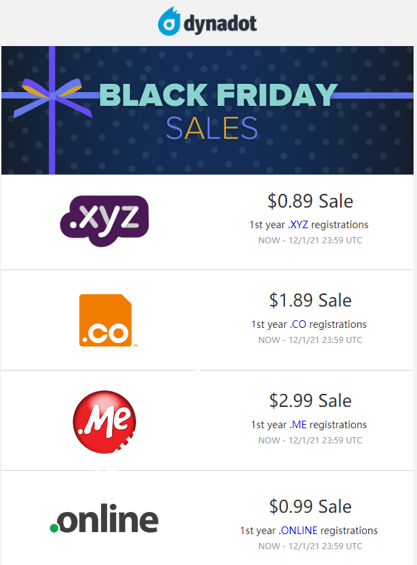 Dynadot：黑色改期五和网络星期一 域名促销，域名低至0.89美元-国外主机测评