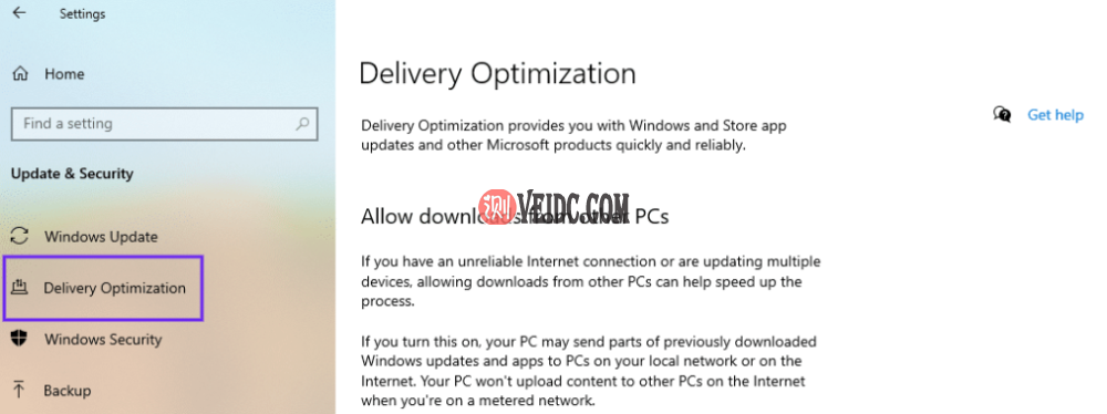 Windows传递优化菜单