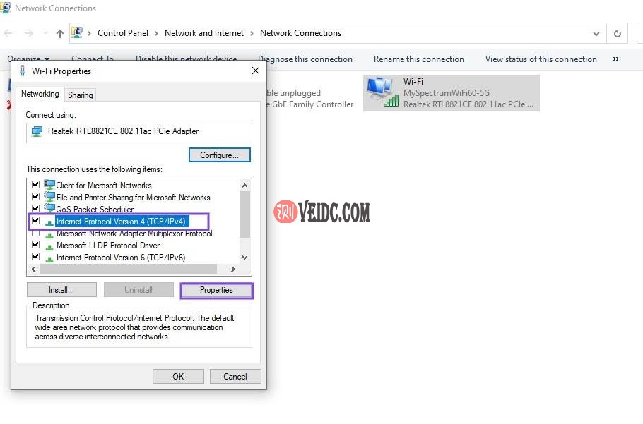 Windows中的Wi-Fi属性面板