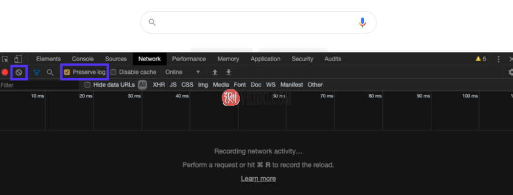 选择保留日志的选项，然后单击以清除以前的消息