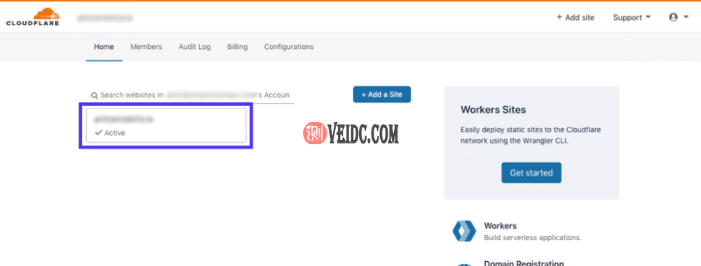 选择您需要恢复Cloudflare 的站点