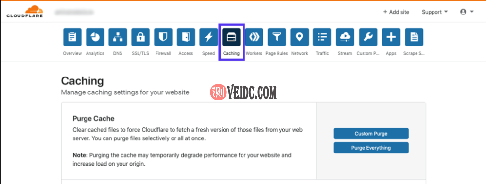 单击Caching选项卡