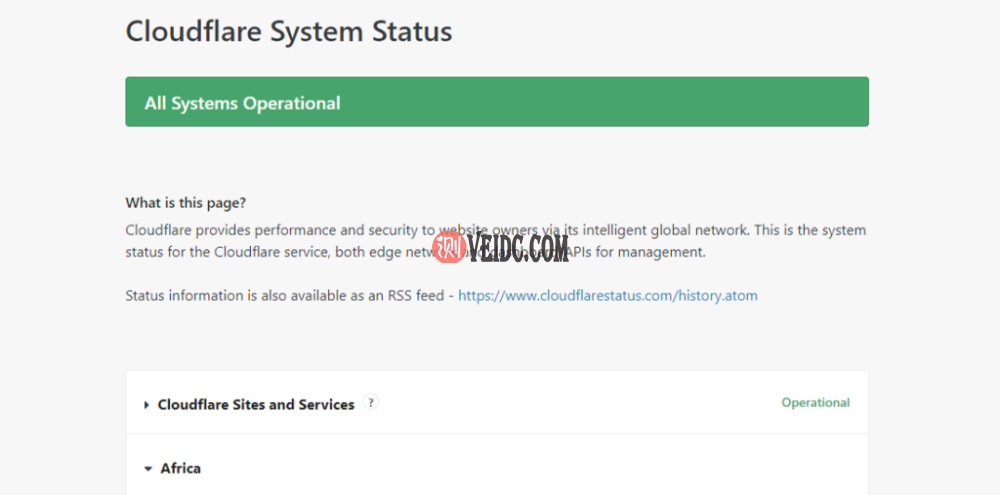 在cloudflarestatus.com检查Cloudflare系统状态