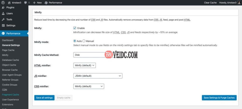 最小化W3TC中的HTML、CSS和JavaScript资源