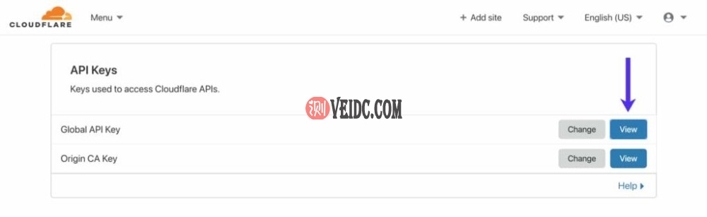 查看您的Cloudflare Global API Key