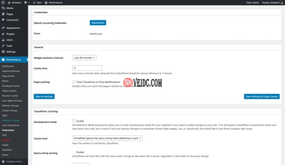 W3 Total Cache中的Cloudflare设置