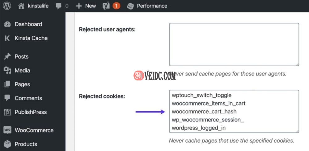 在W3 Total Cache中绕过WooCommerce cookie