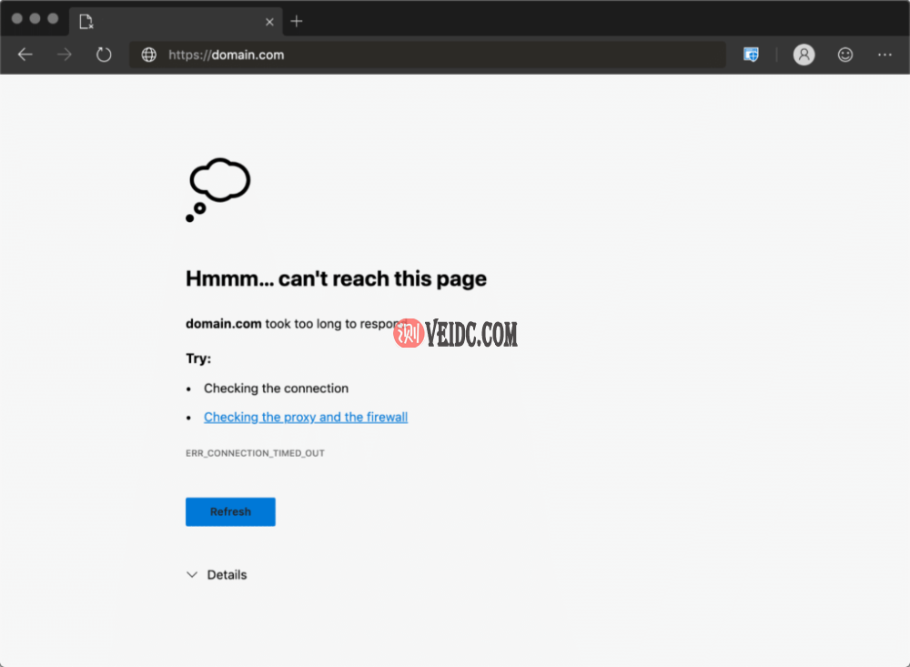 Edge中的ERR_CONNECTION_TIMED_OUT错误
