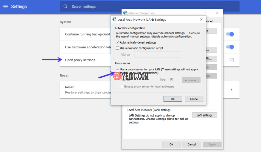 在Windows中禁用Chrome代理设置