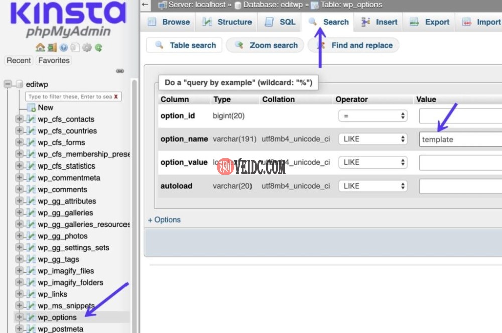 phpMyAdmin的wp_options表