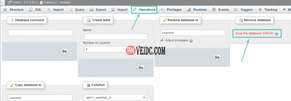 在phpMyAdmin中删除数据库