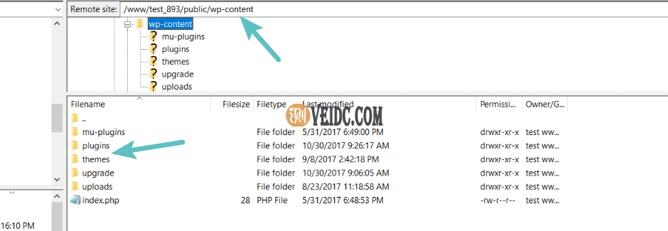 找到wp-content文件夹