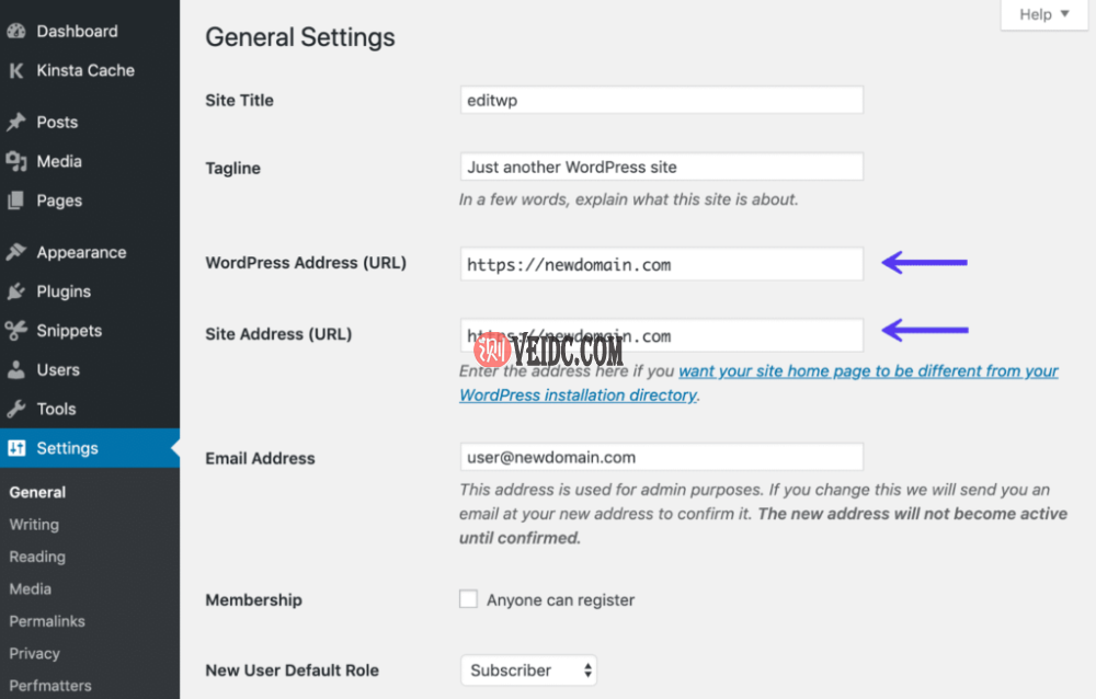 WordPress常规设置屏幕