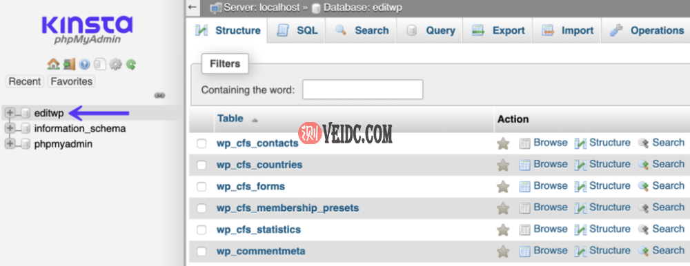 WordPress数据库-phpMyAdmin