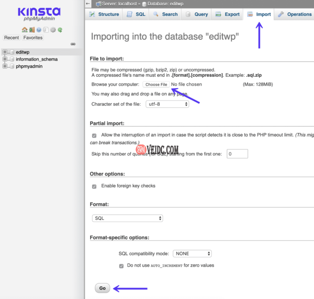 phpMyAdmin中的MySQL数据库导入