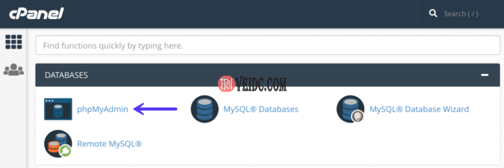 cPanel控制面板下的phpMyAdmin