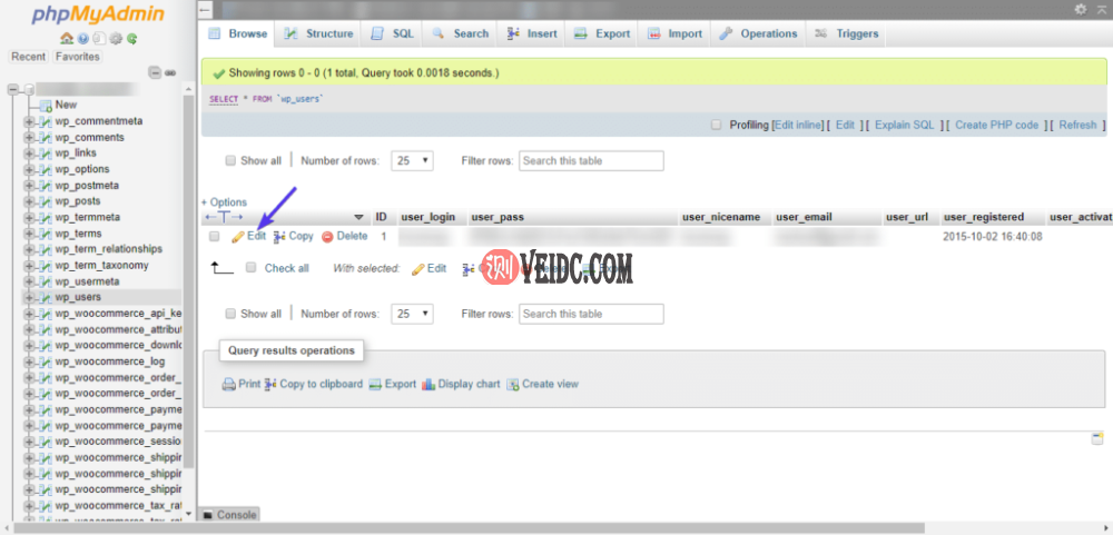 在phpMyAdmin中编辑管理员用户
