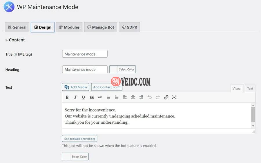 WP Maintenance Mode插件