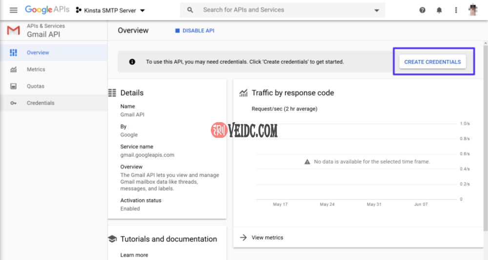 为Gmail API创建凭据