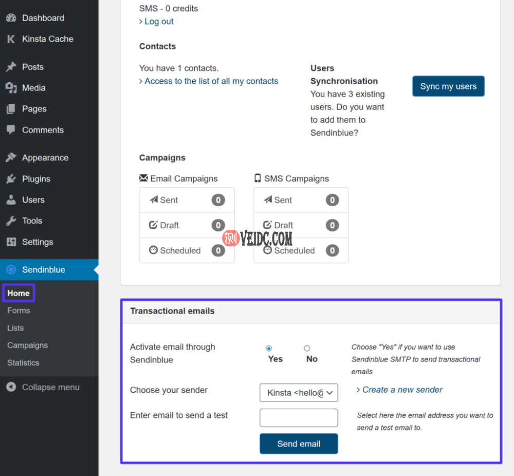 启用使用Sendinblue发送事务性电子邮件