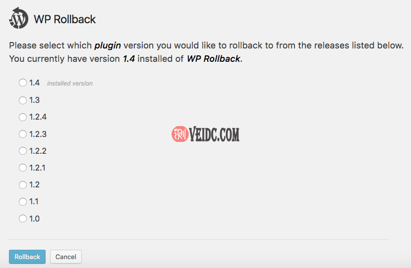 WP Rollback插件