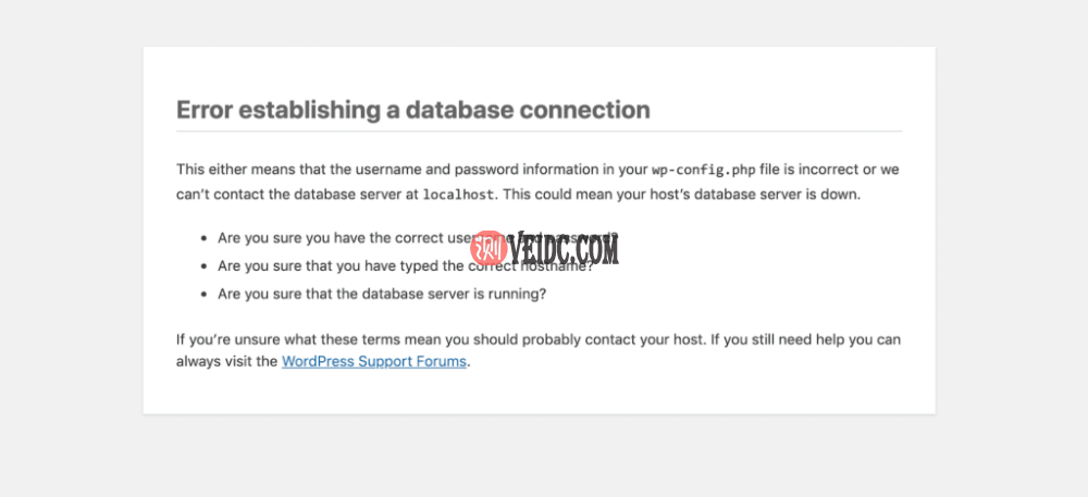 建立数据库连接时出错