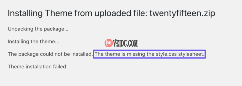 由于缺少样式表，主题安装失败