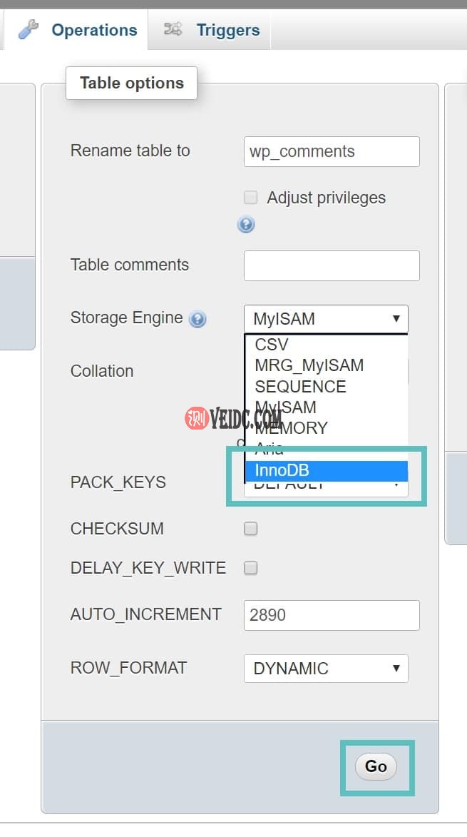 将MyISAM转换为InnoDB