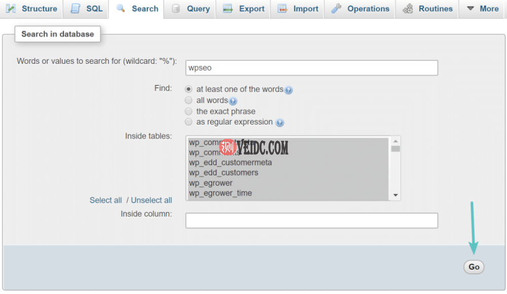 在数据库中搜索wpseo